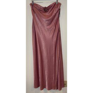 NWT Wild Fable Dress Strapless Satin Side Zip Rosette Pink Size XXL New